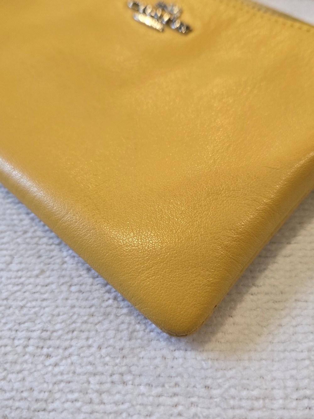 Coach Yellow Leather Wristlet Clutch with Logo Tag - Picture 5 of 13